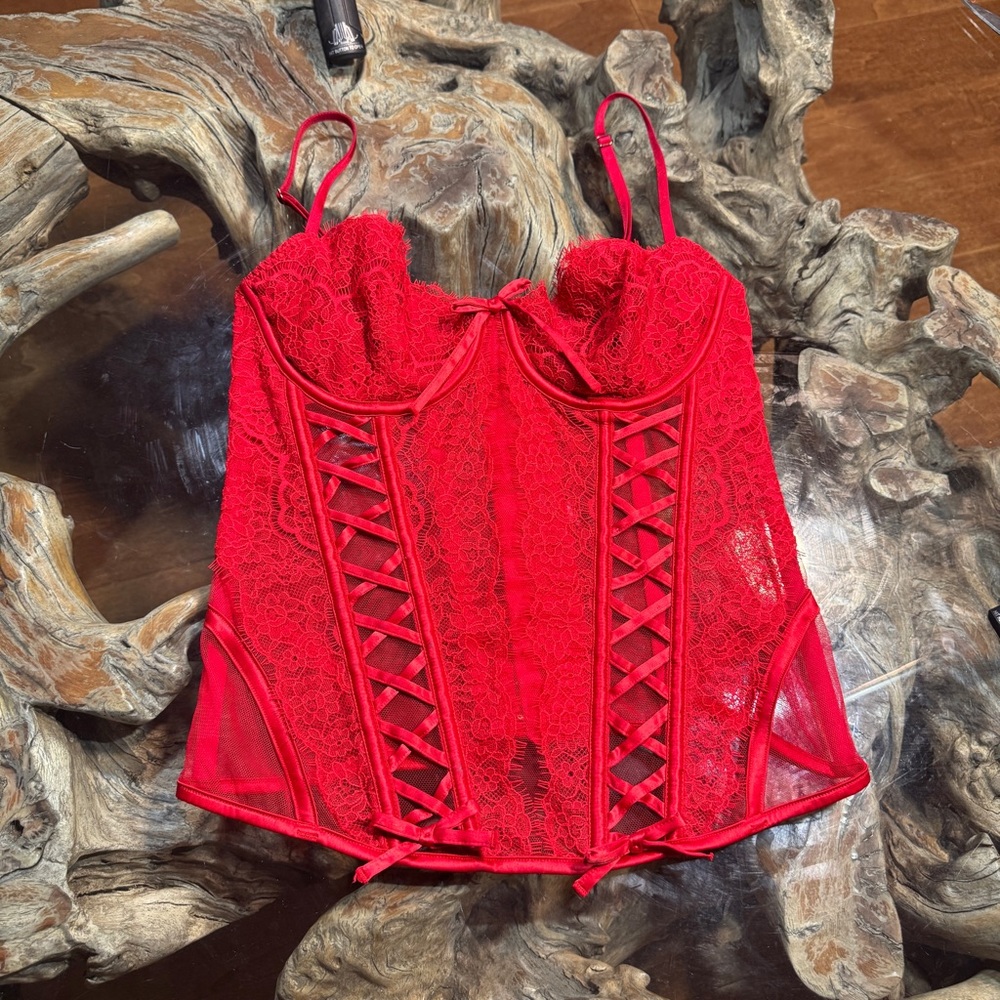 Unlined Lace Up Mesh Corset Bra Top